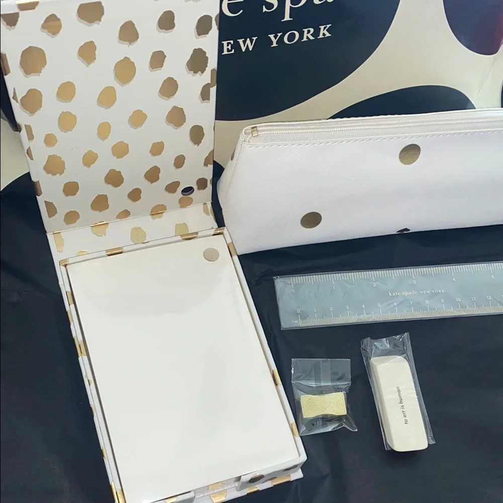 Kate Spade ♠️ 7pc Gold Polka Dot Office Set - Picture 3 of 5